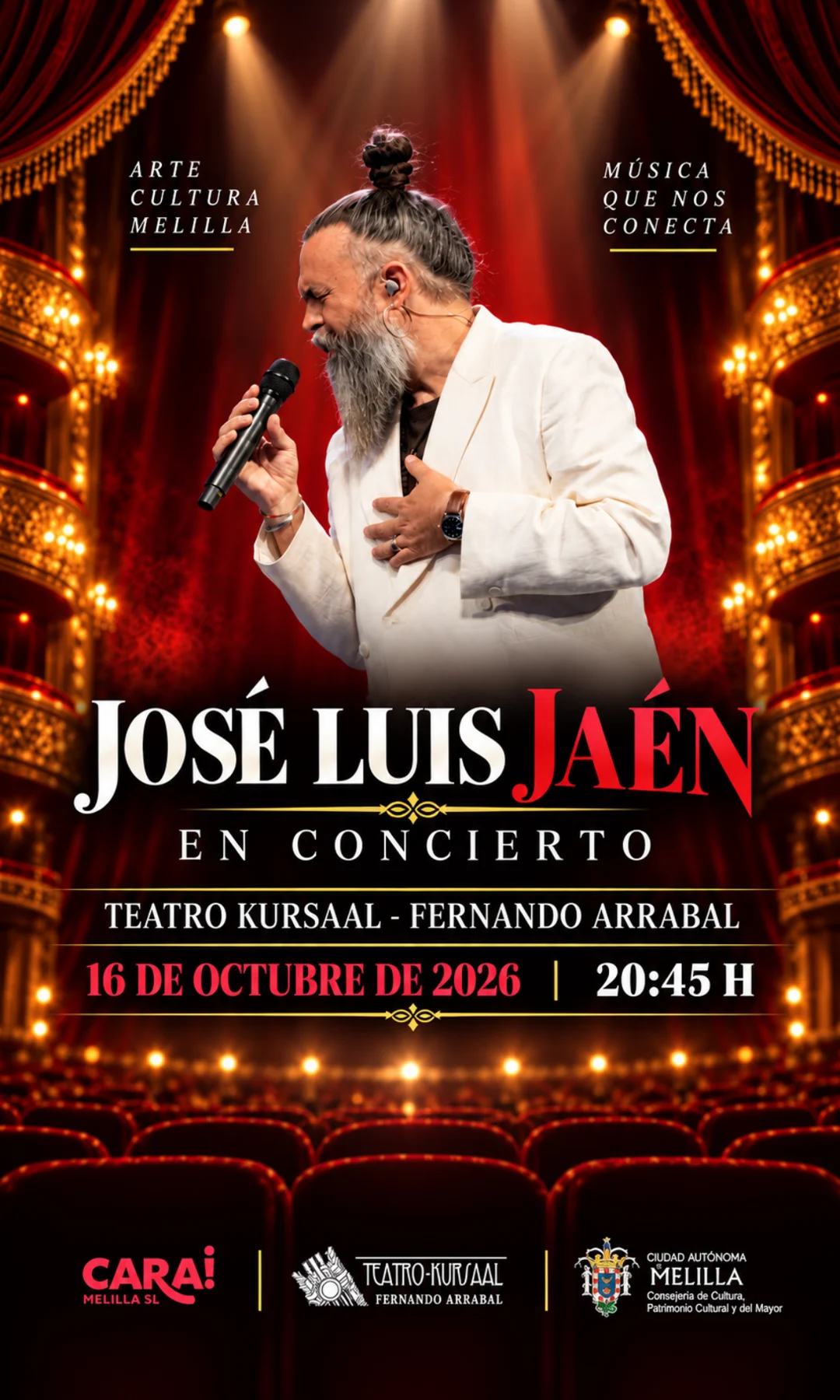 José Luis Jaén en concierto: 16 de octubre de 2026 a las 20:45 en el Teatro Kursaal.
